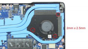 Unscrew and disconnect CPU Cooling Fan (3 x 2mm x 2.5mm).
