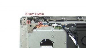 Unscrew and lift display hinges (5 x M2.5 x 5mm).