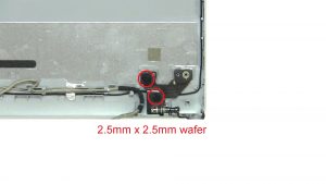 Unscrew and remove Hinges (4 x M2.5 x 2.5mm wafer).