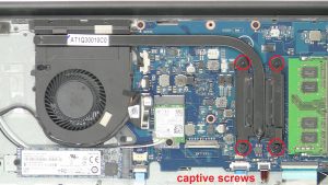 Unscrew and remove Heatsink (captive screws).