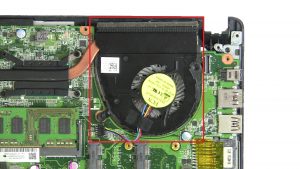 Unscrew and disconnect Right Cooling Fan (2 x 