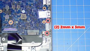 Unscrew and remove the Motherboard (2 x 
