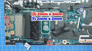 Unscrew and remove the Motherboard (3 x 