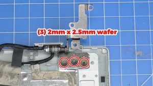 Unscrew and remove the LCD Screen Hinges (6 X 2mm x 2.5mm wafer).