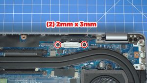 Unscrew and remove the LCD cable bracket (2 x M2 x 3mm).