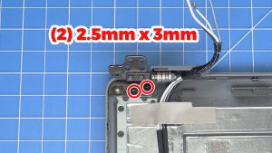 Unscrew and remove the LCD Screen Hinges (4 x 
