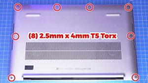  Unscrew the Bottom Base Cover (8 x 2.5mm x 4mm T5 Torx screws).