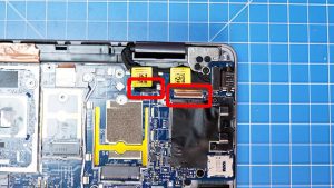 Unscrew and remove the lcd cable bracket (1 x M1.6 x 3.5mm).