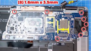 Unscrew and remove the Motherboard (8 x 