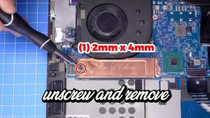 Unscrew and then slide out the Left M.2 NVMe SSD (1 x 