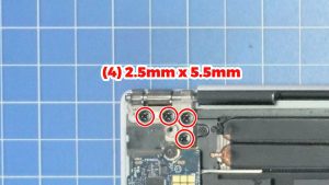 Unscrew the left and right LCD hinges (8 X 2.5mm x 5.5mm).