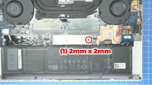 Unscrew and remove the SSD bracket (2 x M2 x 2mm).