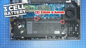 If you have a 3-Cell Battery, unscrew it and pull it out of the laptop (2 x 