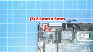 Unscrew the hinges and then open up the LCD assembly (6 x M2.5 x 5mm).