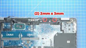 Unscrew and remove the LCD cable bracket (2 x M2 x 3mm).