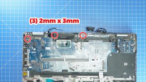 Unscrew and turn over the Motherboard (3 x 