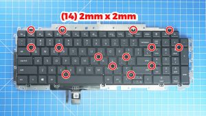 Unscrew and remove the Keyboard (14 x 