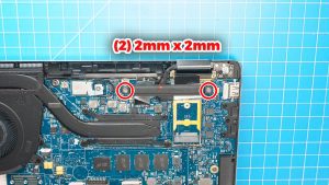 Unscrew and remove the lcd cable bracket (2 x M2 x 2mm).