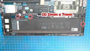 Unscrew and remove the Battery (3 x 2mm x 7mm).