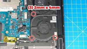 Unscrew and remove the Right Cooling Fan (3 x 