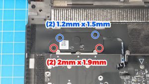 Unscrew and remove the power button (2 x 1.2mm x 1.5mm) (2 x 2mm x 1.9mm).