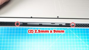 Unscrew and slide off the rear I/O cover (2 x 2.5mm x 9mm).