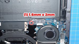 Unscrew and remove the battery connector bracket (1 x 1.6mm x 2mm).