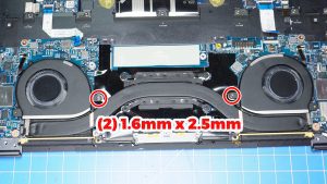 Remove the cooling fan screws (2 x M1.6 x 2.5mm).