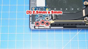 Unscrew the left and right LCD hinges (6 x M2.5 x 5mm).