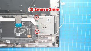 Unscrew and remove the Smart Card Reader (2 x M2 x 2mm).