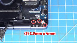 Unscrew the left and right LCD hinges (6 x M2.5 x 4mm).