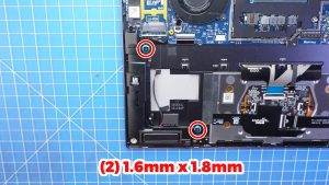 Unscrew and disconnect the Speakers (2 x 1.6mm x 1.8mm).