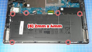 Unscrew and remove the Battery (6 x 