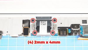 Unscrew and slide off the LCD cable bracket )1 x 1.6mm x 1.8mm).