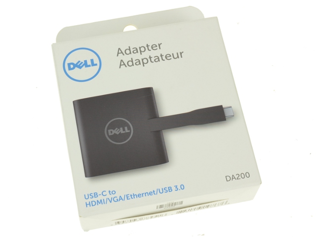 New Dell OEM USB-C Male to HDMI/VGA/Ethernet/USB  Dongle DA200