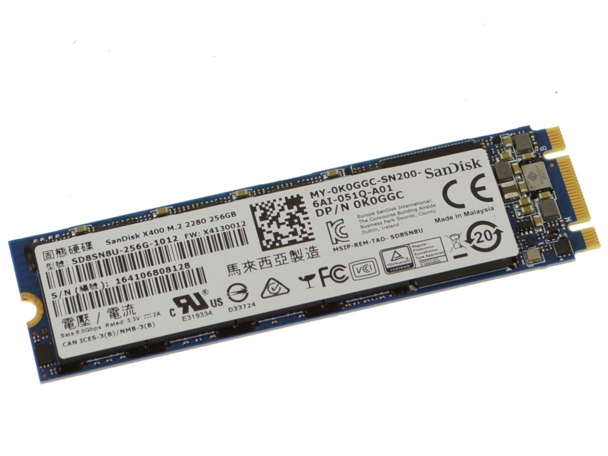 Dell OEM XPS (9343) / Latitude E7350 E7470 E5270 256GB SSD Hard Drive San  Disk X400 M.2 2280 Card - K0GGC w/ 1 Year Warranty
