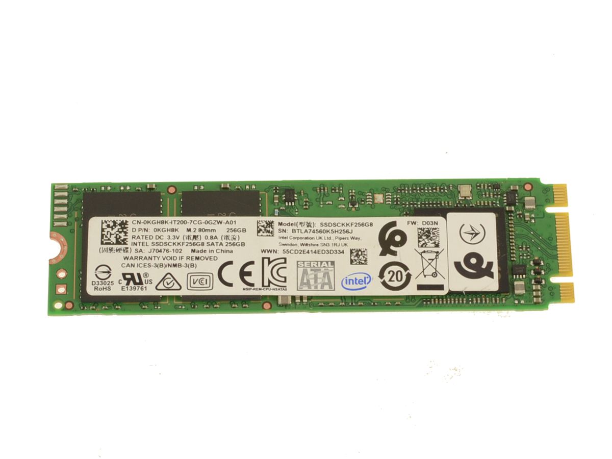 PC/タブレット ノートPC Intel 256GB SATA SSD Hard Drive M.2 2280 Card - 256GB - KGH8K w/ 1 Year  Warranty