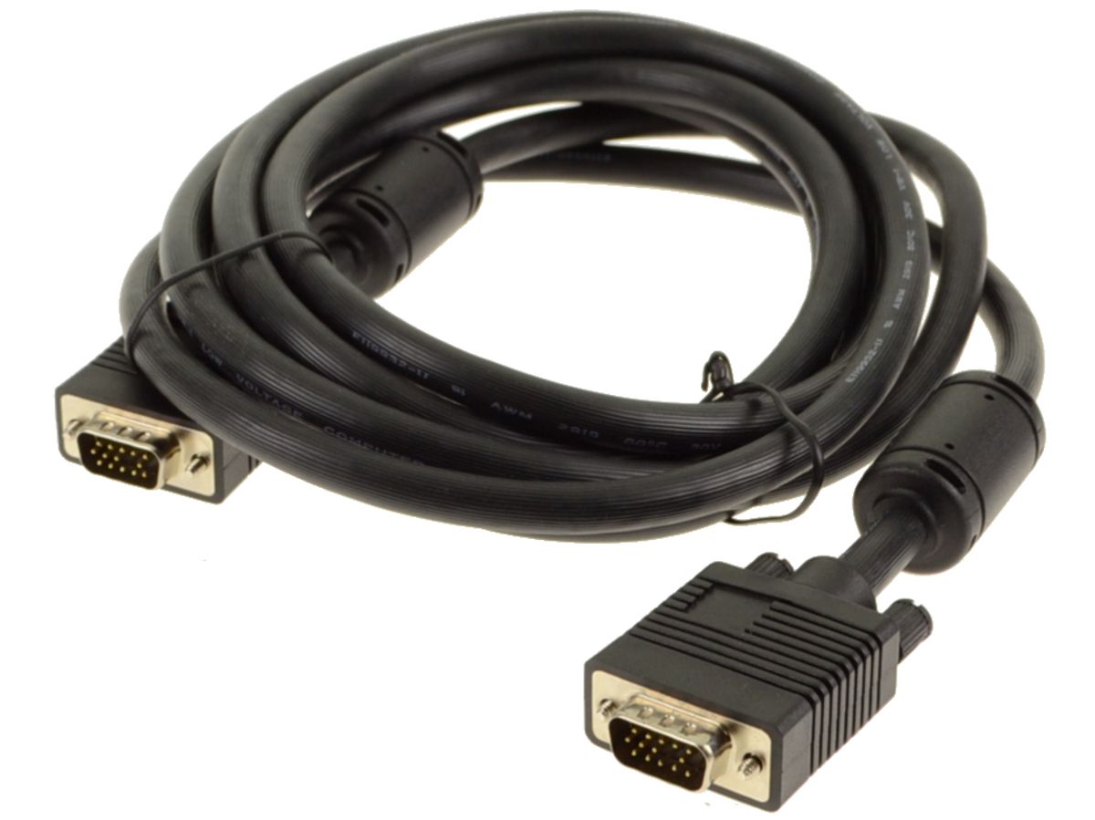 Black DTECH 10ft Ultra Thin Flat Computer Monitor VGA Cable Standard 15 Pin Male to Male Connector SVGA Wire 10 Feet 