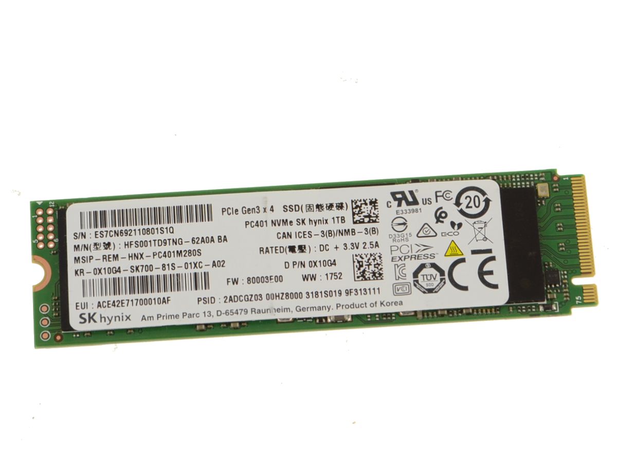 SK Hynix 1TB NVMe PCIE SSD Hard Drive M.2 2280 Card - 1TB - X10G4 w/ 1 Year  Warranty